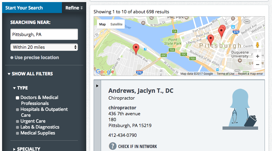 Find a Doctor Search Results